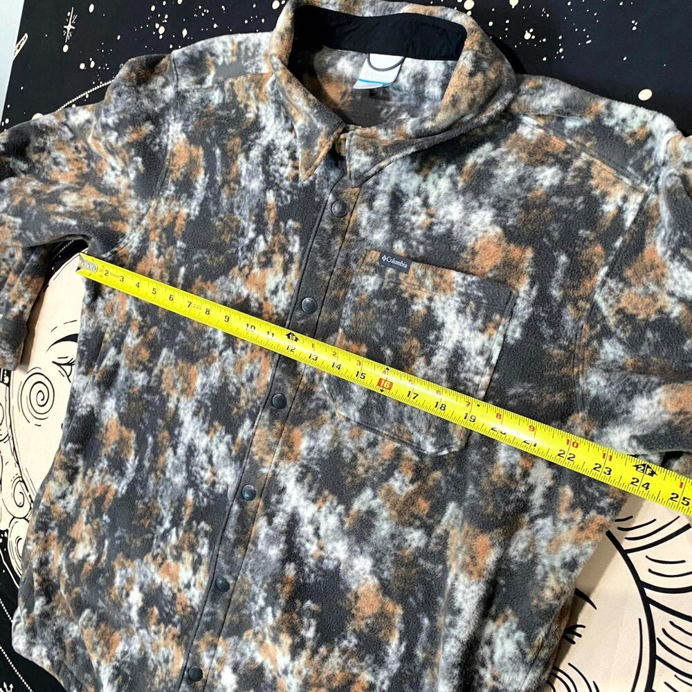 Columbia Shacket Men's L Gray Camo Polyester Fleece Preppy Cozy Workwear Outdoor - Picture 6 of 7